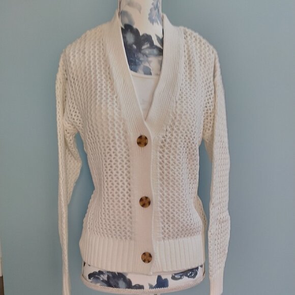 GAP Sweaters - GAP Crochet Cardigan, Cotton Cream Colour, New